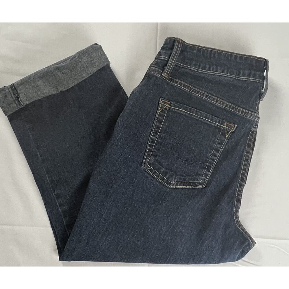 Levis Womens Signature Dark Blue Denim Capris Embroidered Pockets Size 6
